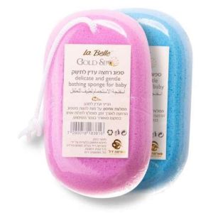 ספוג רחצה עדין לתינוק Gold Spa תכלת / ורוד La Belle