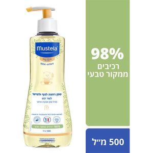 שמן רחצה לגוף ושיער לעור יבש מבית Mustela - נפח 500 מ''ל