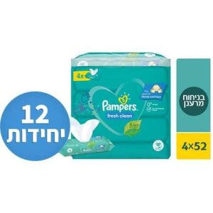 מארז הכולל 12 חבילות (3 מארזים של 4 יחידות) מגבוני Pampers בניחוח מרענן