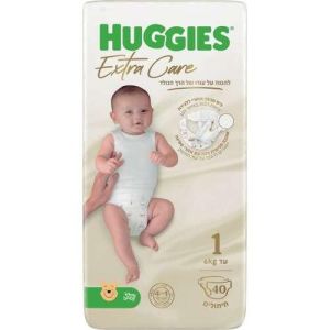  מארז של 40 חיתולים שלב 1 לתינוק במשקל עד 6 ק''ג Huggies ExtraCare For Little Babies - סהכ 40 ח